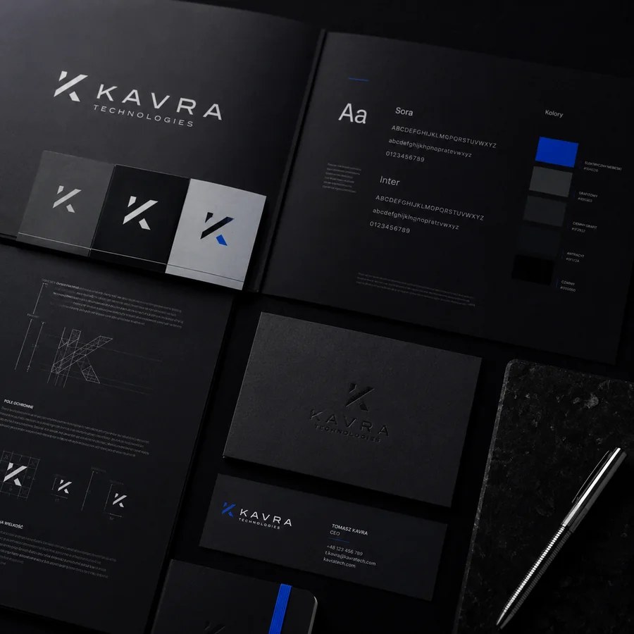 Logo, typografia i próbki kolorów w systemie identyfikacji
