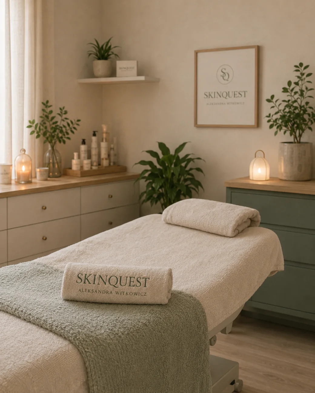 Wnętrze gabinetu kosmetologicznego Skinquest przy Moniuszki we Wrocławiu